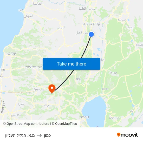 מ.א. הגליל העליון to כמון map
