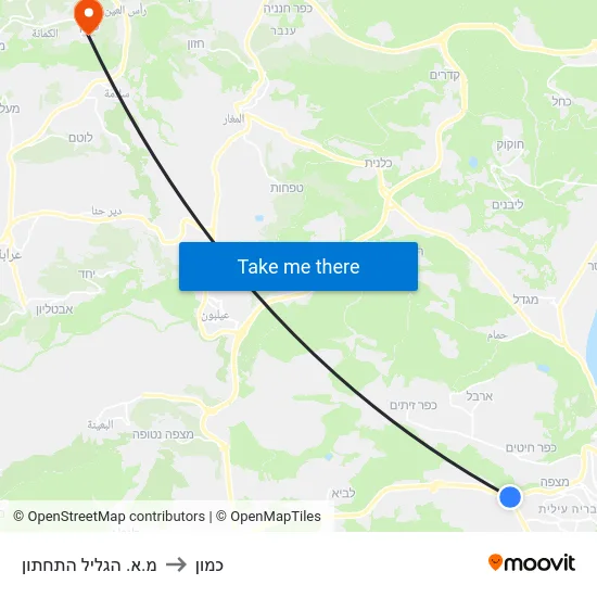 מ.א. הגליל התחתון to כמון map