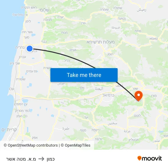 מ.א. מטה אשר to כמון map