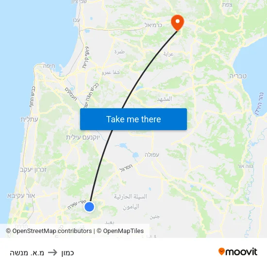 מ.א. מנשה to כמון map