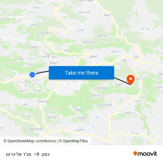 מג'ד אל-כרום to כמון map