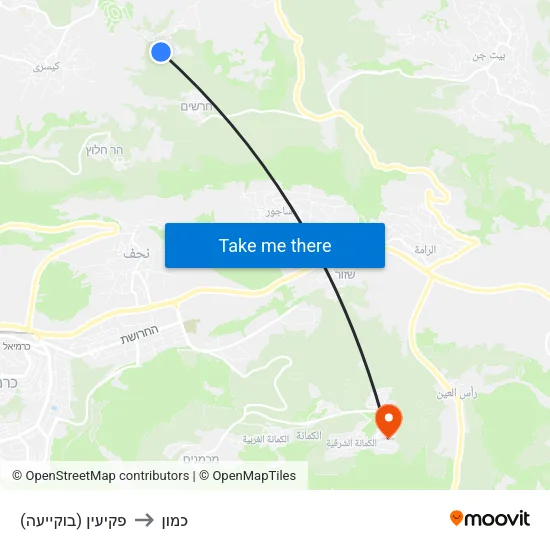 פקיעין (בוקייעה) to כמון map