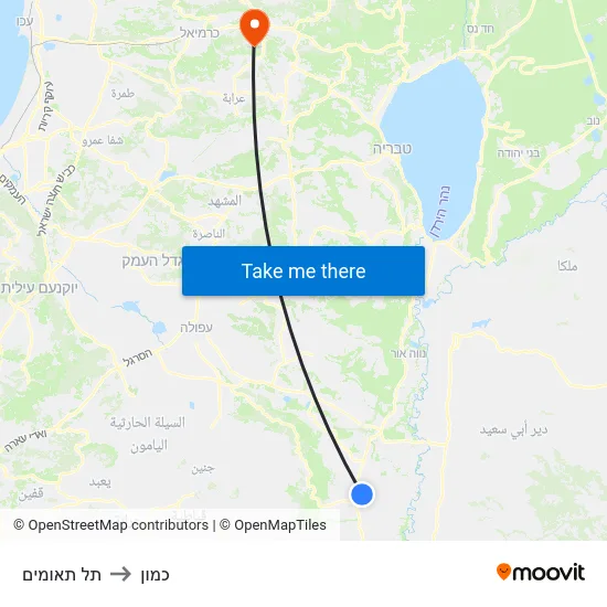 תל תאומים to כמון map