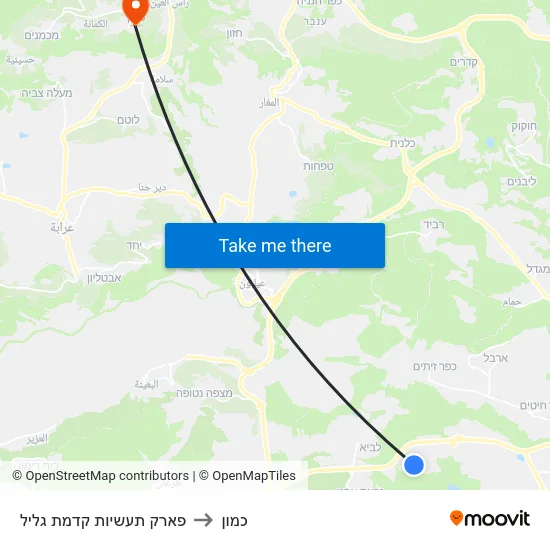 פארק תעשיות קדמת גליל to כמון map