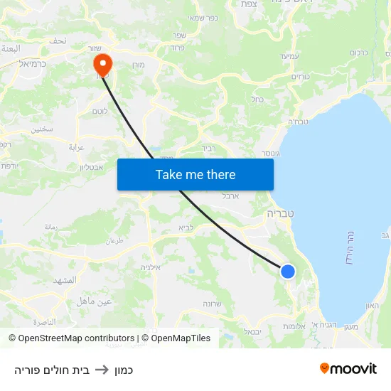 בית חולים פוריה to כמון map