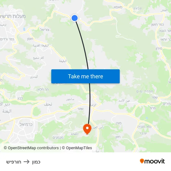 חורפיש to כמון map