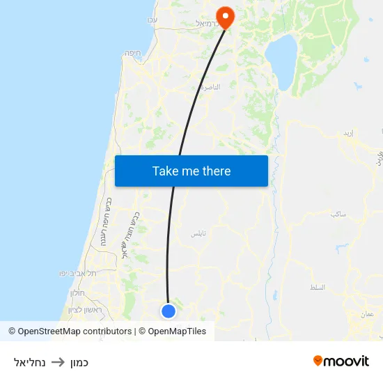 נחליאל to כמון map