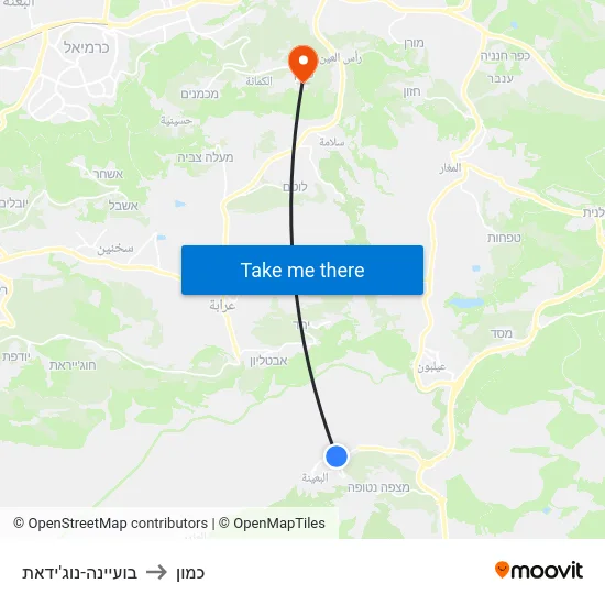 בועיינה-נוג'ידאת to כמון map