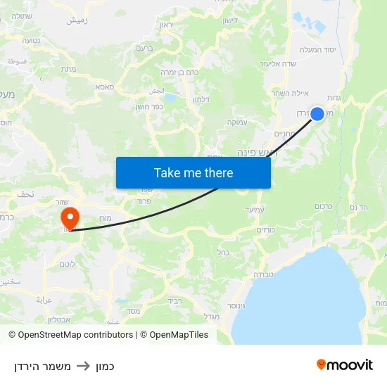משמר הירדן to כמון map
