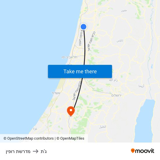 מדרשת רופין to ג'ת map