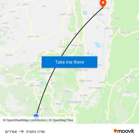 אמירים to שדה נחמיה map