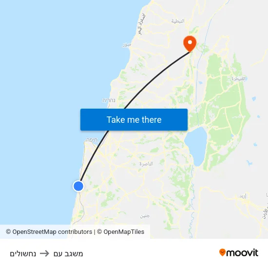 נחשולים to משגב עם map