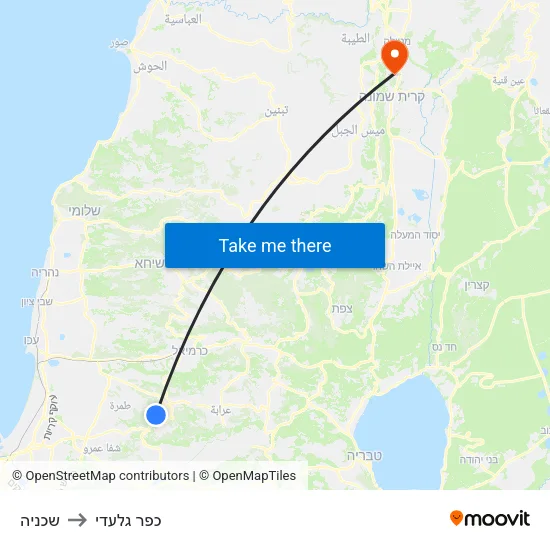 שכניה to כפר גלעדי map