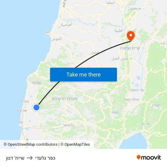 שייח' דנון to כפר גלעדי map