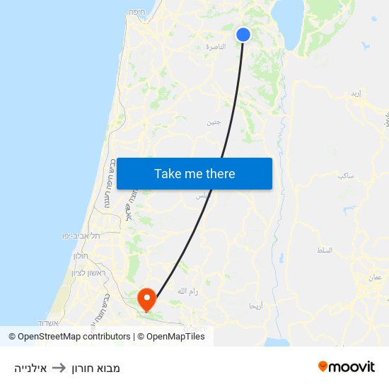 אילנייה to מבוא חורון map