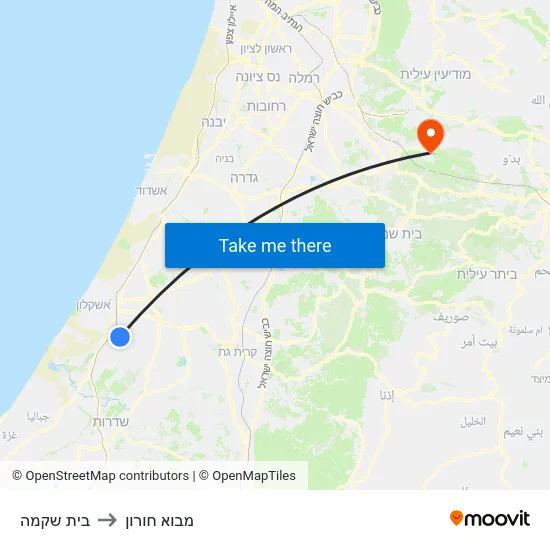 בית שקמה to מבוא חורון map