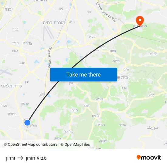 ורדון to מבוא חורון map