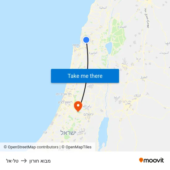 טל-אל to מבוא חורון map