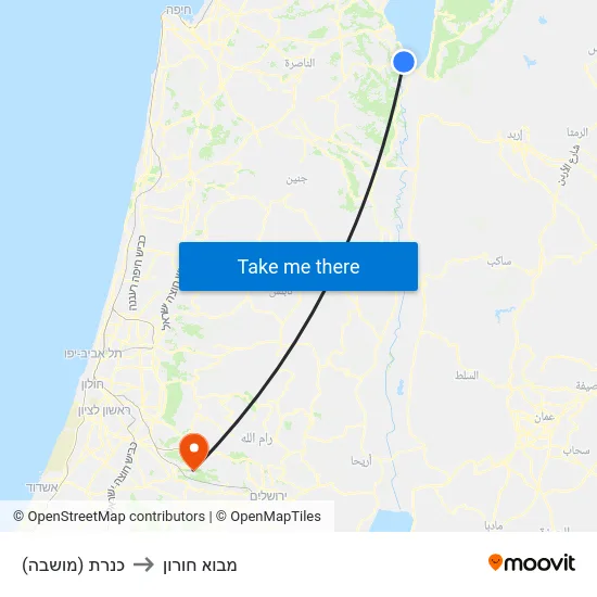 כנרת (מושבה) to מבוא חורון map