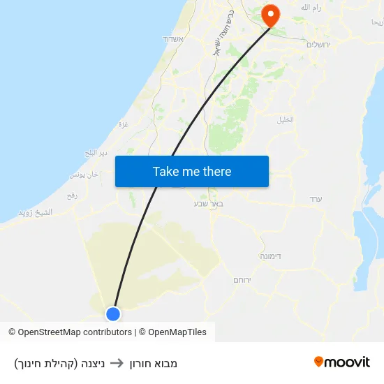 ניצנה (קהילת חינוך) to מבוא חורון map