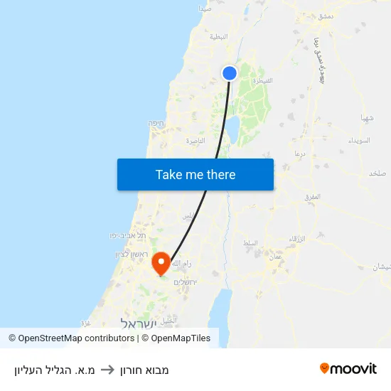 מ.א. הגליל העליון to מבוא חורון map