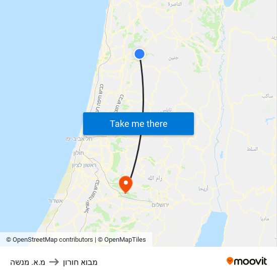 מ.א. מנשה to מבוא חורון map
