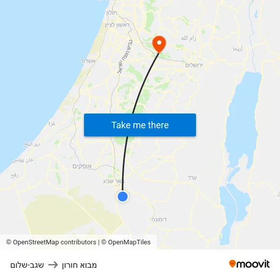 שגב-שלום to מבוא חורון map