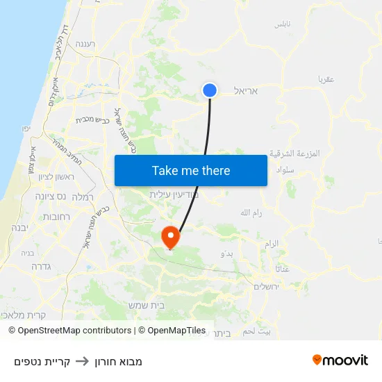 קריית נטפים to מבוא חורון map