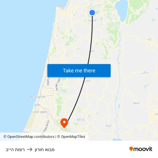 רומת הייב to מבוא חורון map