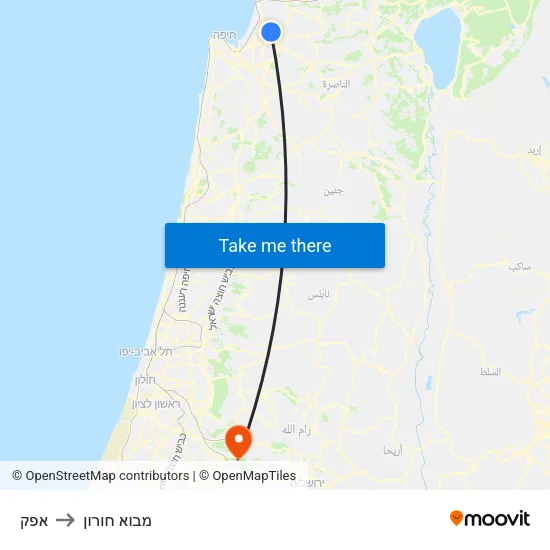 אפק to מבוא חורון map