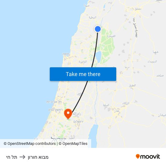 תל חי to מבוא חורון map