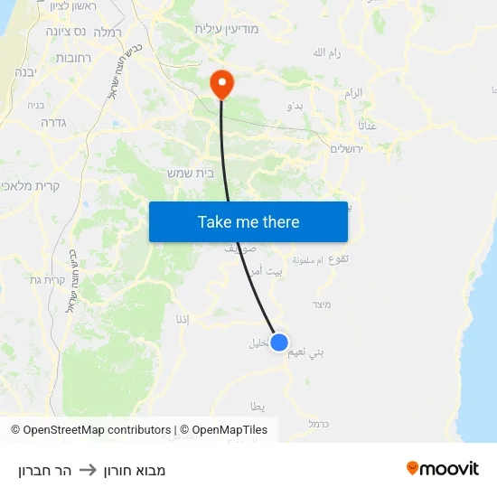 הר חברון to מבוא חורון map