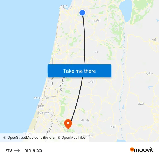 עדי to מבוא חורון map