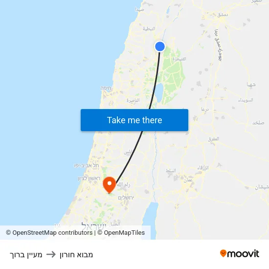 מעיין ברוך to מבוא חורון map