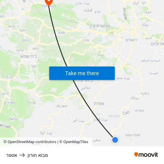 אספר to מבוא חורון map