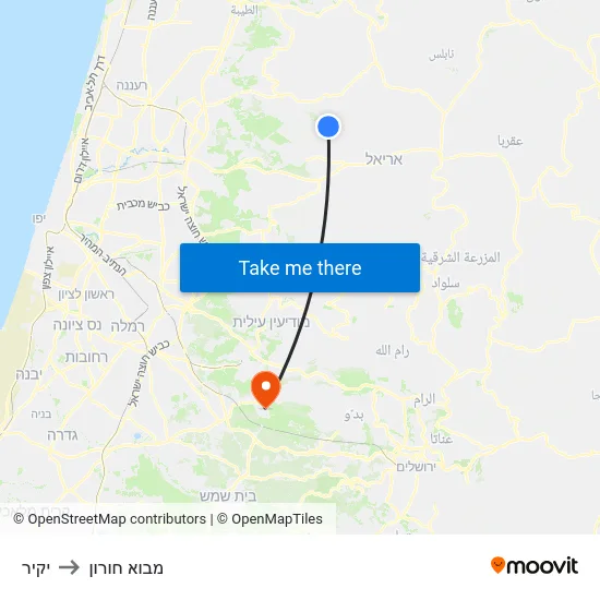 יקיר to מבוא חורון map