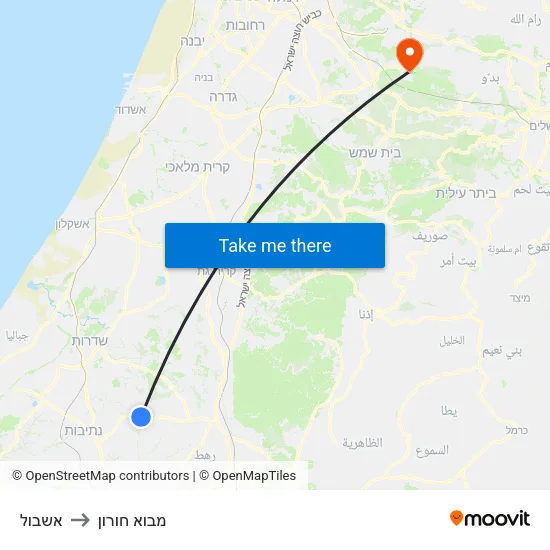 אשבול to מבוא חורון map