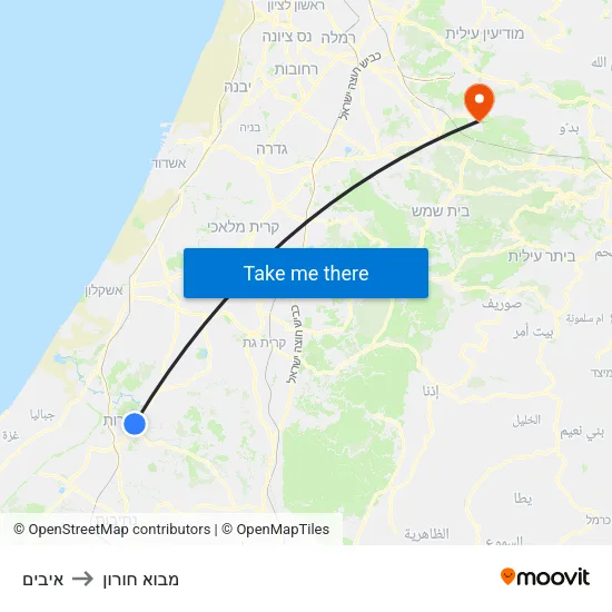 איבים to מבוא חורון map