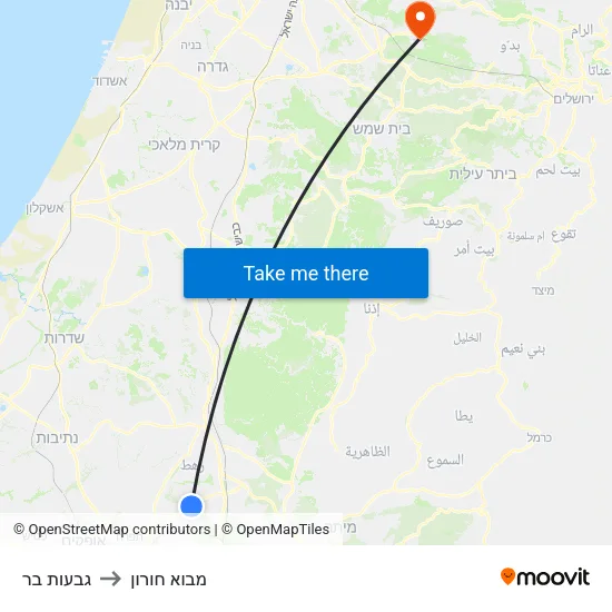 גבעות בר to מבוא חורון map