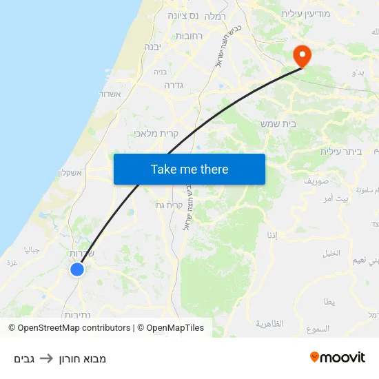 גבים to מבוא חורון map