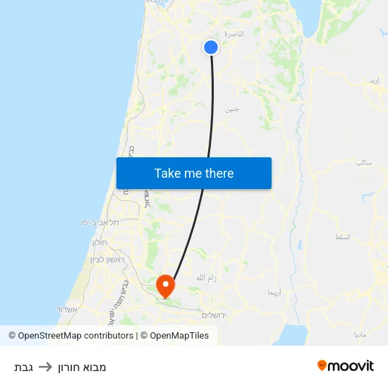 גבת to מבוא חורון map