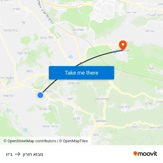 גיזו to מבוא חורון map