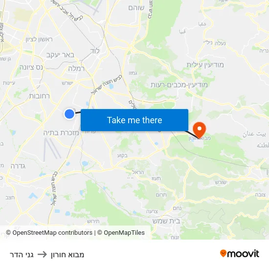 גני הדר to מבוא חורון map
