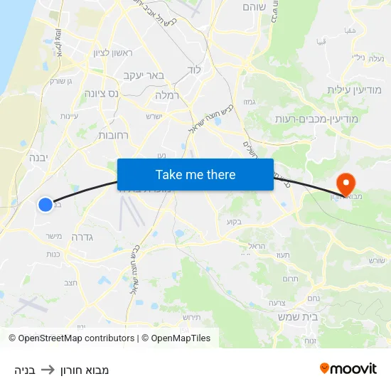 בניה to מבוא חורון map
