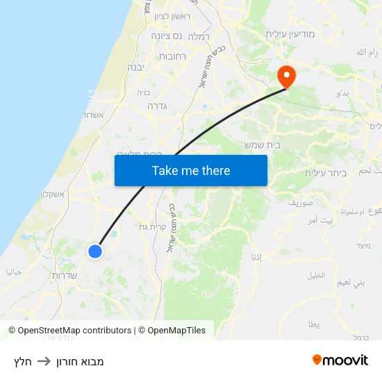 חלץ to מבוא חורון map