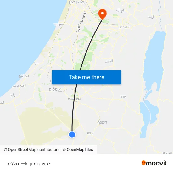 טללים to מבוא חורון map