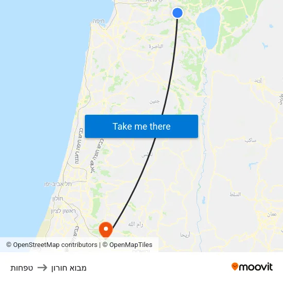 טפחות to מבוא חורון map