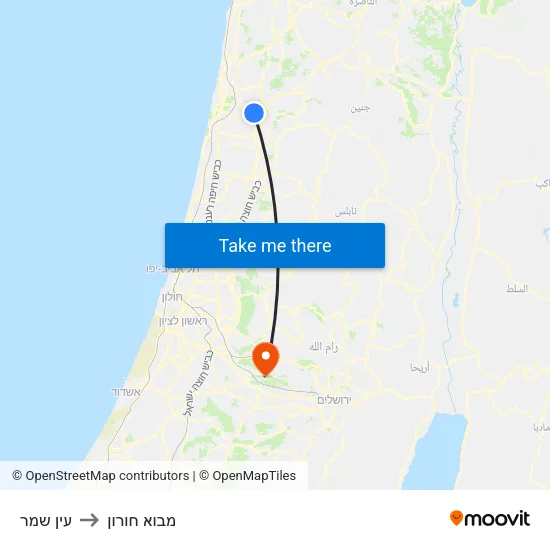 עין שמר to מבוא חורון map