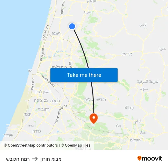 רמת הכובש to מבוא חורון map