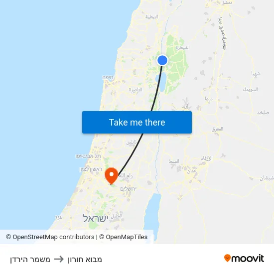 משמר הירדן to מבוא חורון map